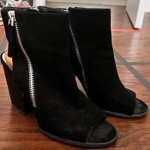 Forever 21 Black Suede Open Toe Booties